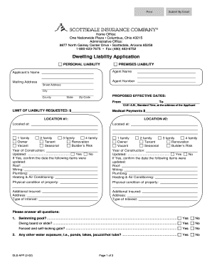 Dwelling Liability Application