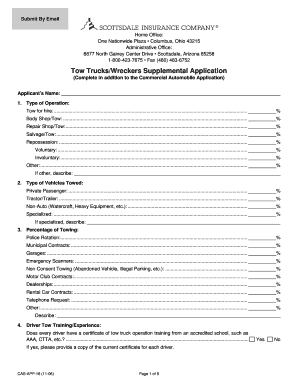 Tow Trucks/Wreckers Supplemental Application