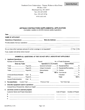 Artisan Contractors Supplemental Application