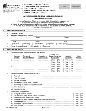 General Liability Insurance Application