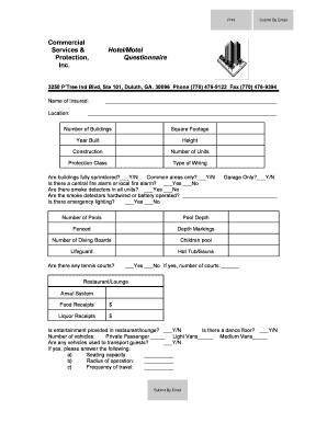 Hotel Insurance Questionnaire