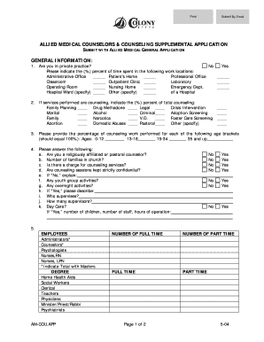 Allied Medical Counselors Supplemental Application