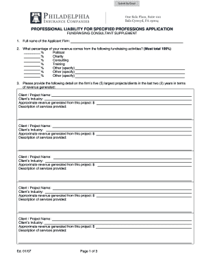 Professional Liability Application for Fundraising Consultants