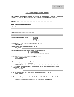 ACORD Subcontractors' Supplement
