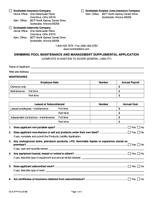 Swimming Pool Maintenance and Management Supplemental Application