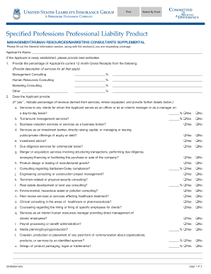 Management HR Marketing Consultants Supplemental Application