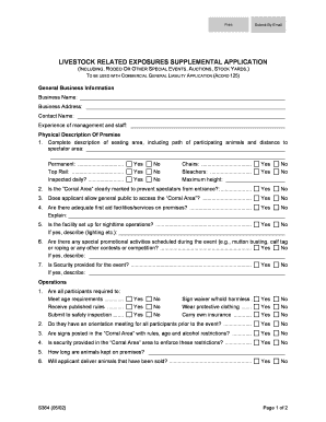 Livestock Related Exposures Supplemental Application