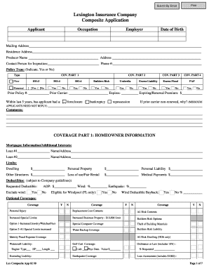 Lexington Insurance Homeowner Application
