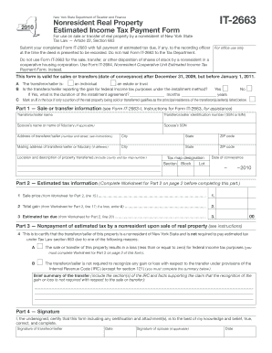 New York Nonresident Real Property Estimated Income Tax Form IT-2663