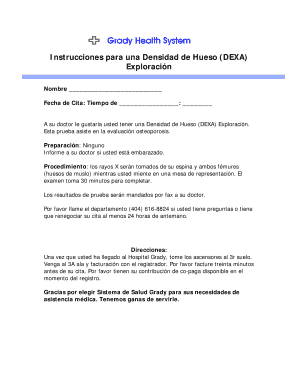 Instrucciones para una Densidad de Hueso (DEXA)
