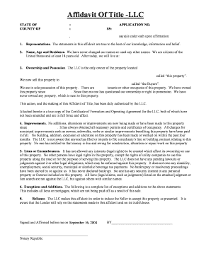 Affidavit of Title - LLC