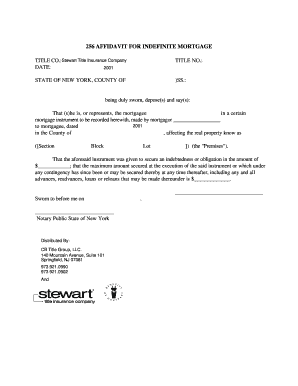 Affidavit for Indefinite Mortgage