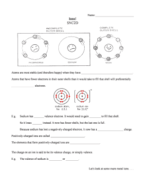 Science Worksheet Atoms and Ions