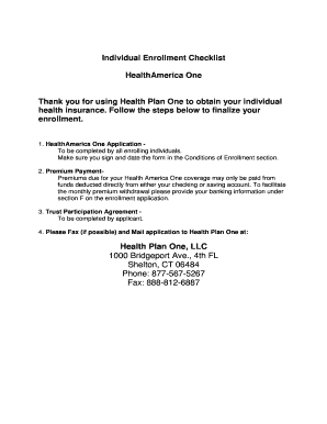HealthAmericaOne Enrollment Application