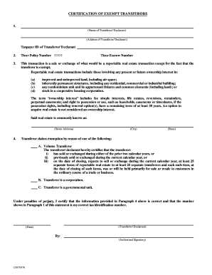 Certification of Exempt Transferors