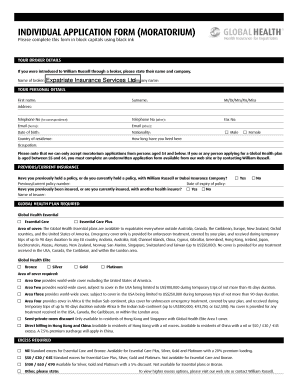 William Russell Global Health Moratorium Application Form