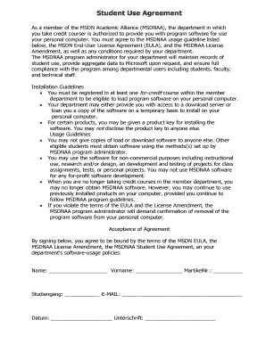 MSDNAA Student Use Agreement