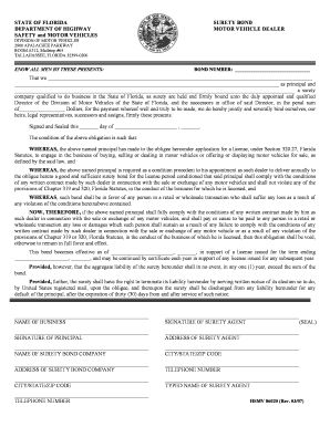 Florida Motor Vehicle Dealer Surety Bond