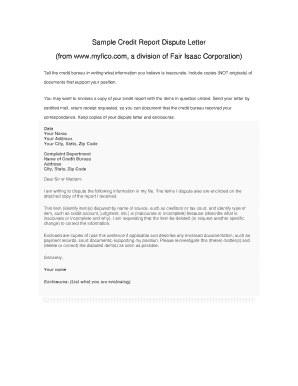 Credit Report Dispute Letter