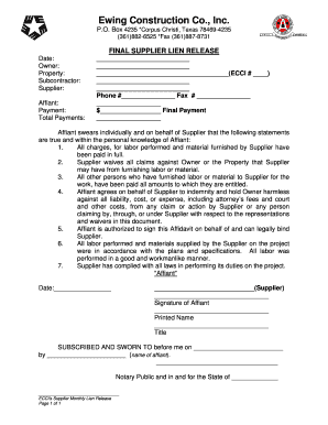 Final Supplier Lien Release