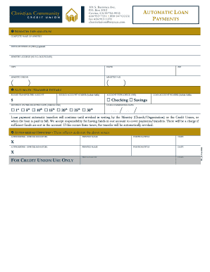 Church Loan Automatic Transfer Authorization