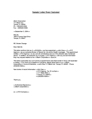 Broker Change Letter