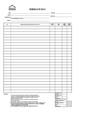 Mileage Log Form