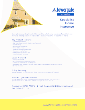 UK Household Insurance Quotation Form