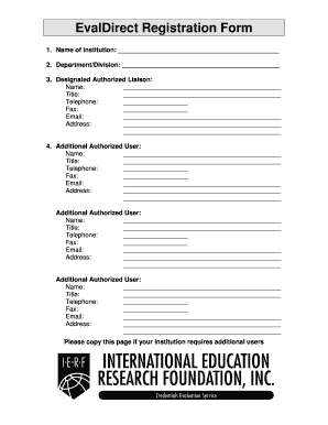 EvalDirect Registration Form