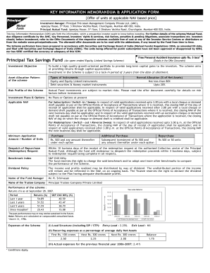 Principal Tax Savings Fund Application Form