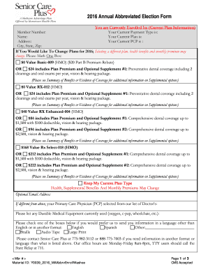 2016 Annual Abbreviated Election Form