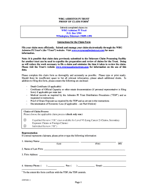 WRG Asbestos PI Trust Proof of Claim Form