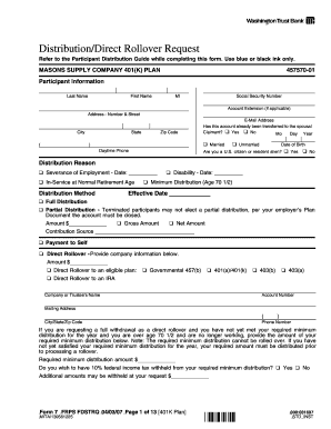 401(k) Distribution/Direct Rollover Request
