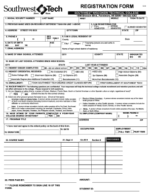 Southwest Wisconsin Technical College Registration Form