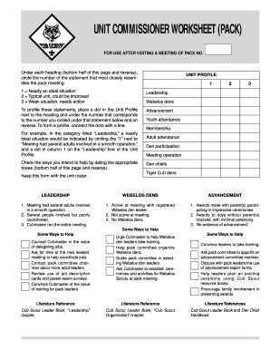 Unit Commissioner Worksheet