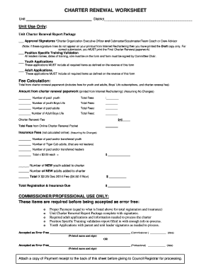 Charter Renewal Worksheet