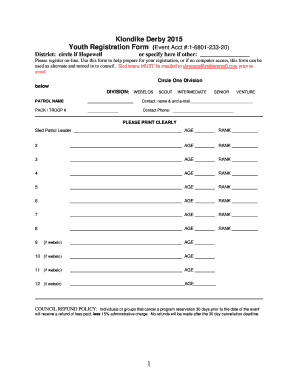 Klondike Derby 2015 Youth Registration Form Event Acct 1 - storage danbeard