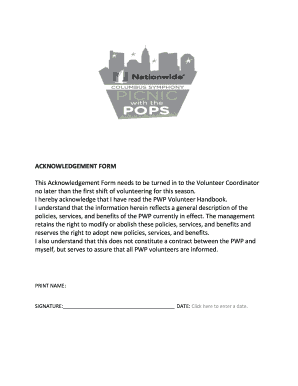 ACKNOWLEDGEMENT FORM - columbussymphonycom