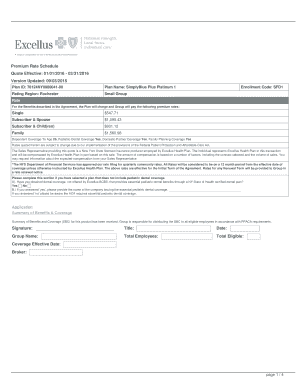 Excellus Health Plan Rate Schedule