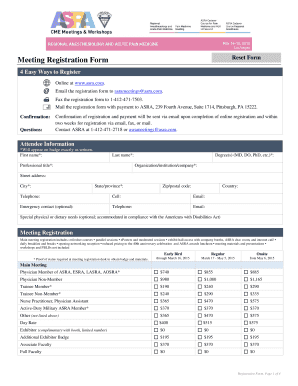 ASRA Meeting Registration Form
