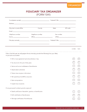 Fiduciary Tax Organizer Form 1041