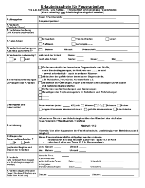 Erlaubnisschein für Feuerarbeiten