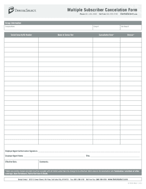 DentalSelect Subscriber Cancellation Form