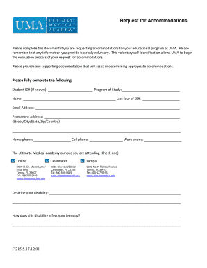 Request for Accommodations Form
