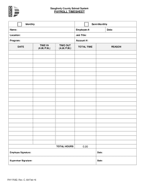 Dougherty County School System Payroll Timesheet