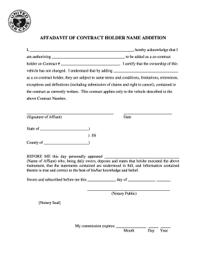 Affidavit of Contract Holder Name Addition