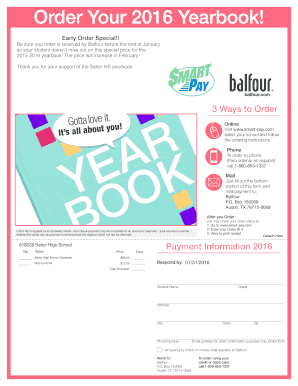 2016 Yearbook Order Form