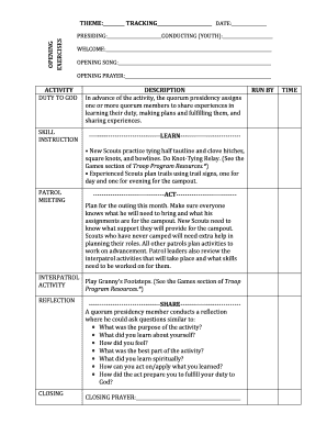 Scout Troop Tracking Activity Plan