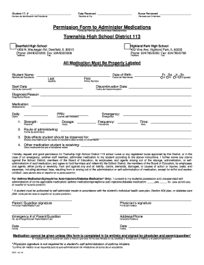 Permission Form to Administer Medications