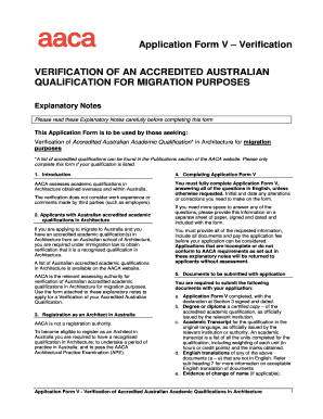 Application Form V - Verification of Accredited Australian Academic Qualifications in Architecture